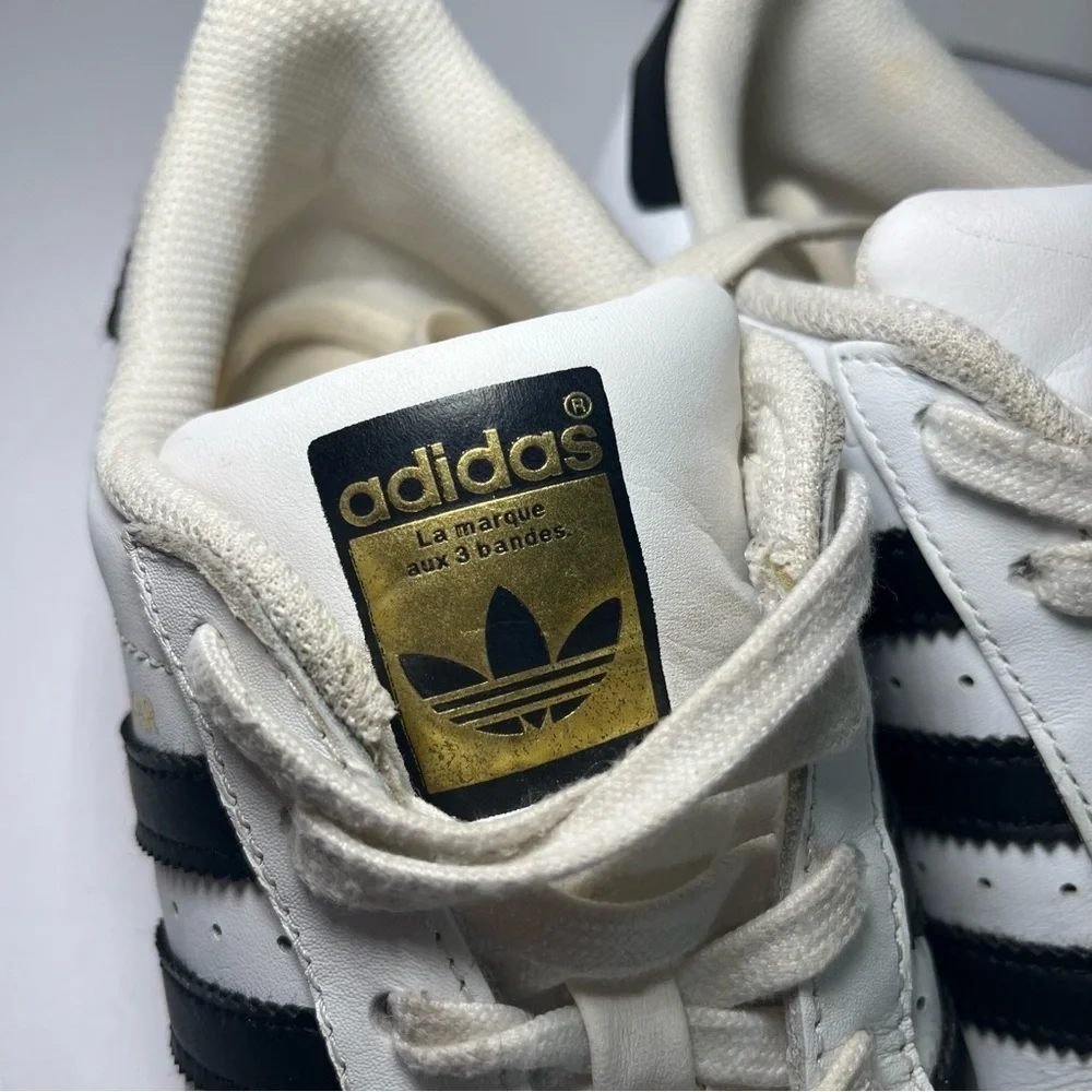 Adidas Superstar Originals Core White Black Low Leather Skateboard Gold Men's 6